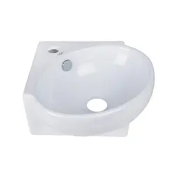 Умивальник Qtap Leo N підвісний угловая овальний 380x360x130 мм White + донний клапан PU02O, Білий - мініатюра 5