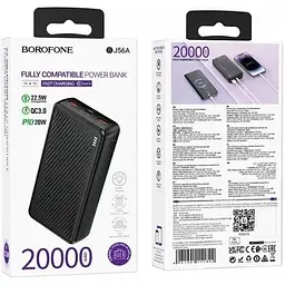 Зовнішній акумулятор Borofone BJ56A Graceful 22.5W + 20W 20000 мАг чорний 6941991111822 - мініатюра 2