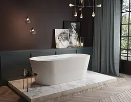 Ванна акрилова окремостояча Rea Milano 150x70 white REA-W2000, Білий - мініатюра 2