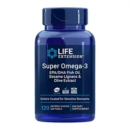 Жирні кислоти Life Extension Super Omega-3 EPA/DHA Fish Oil Sesame Lignans Olive Extract 120 softgels