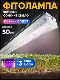 Світлодіодний фітосвітильник повного спектра Sunlight (Сонце), 25 Вт. - мініатюра 2