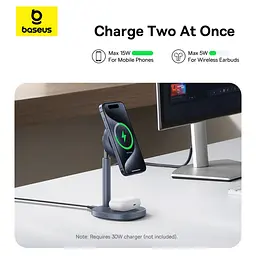 Магнітний бездротовий зарядний пристрій 2в1 BASEUS Orbit 2 Pro Air-Cooled 20 W (P10273500813-00) - мініатюра 9