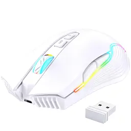 Комп'ютерна мишка Onikuma ігрова бездротова C105 з RGB підсвіткою 2.4GHz 600-3600 DPI 7 кнопок безшумна для ПК та ноутбука біла - мініатюра 2