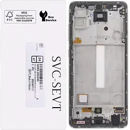 Дисплей Samsung A525 Galaxy A52 /A526 /A528 чорний, Amoled, оригінал, сервісне пакування, з рамкою сріблястого кольору, Awesome White, GH82-25524D