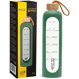 Пляшка для води 4FIZJO спортивна 1000 мл скляна Olive (P-5905973403900)