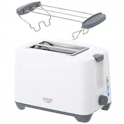 Тостер Adler AD 3216, 2 скибочки, 750 Вт, 7 режимів, підігрів, розморожування, піддон для крихт, білий - мініатюра 2