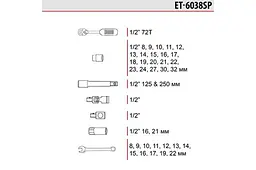 Набір ручних інструментів Intertool ET-6038SP 1/2" зелений у наборі 38 предметів - мініатюра 9