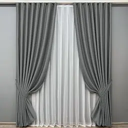 Комплект штор VR-Textil шеніл 2 шт 150x270 см сірий (1592ш) - мініатюра 3