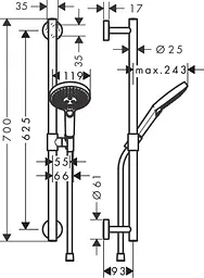 Душовий набір Hansgrohe Raindance Select S 120 3jet 65 см 26320000, Хром - мініатюра 2
