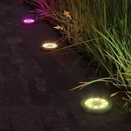 Лампа сонячна садова RGB вулична в землю вбивний диск LED світильник SuperLED, 4 шт. - мініатюра 6
