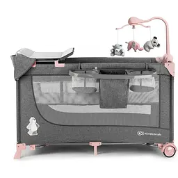 Ліжко-манеж з пеленатором Kinderkraft Joy Pink сіре з рожевим (00-00158383) - мініатюра 4