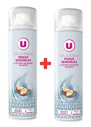 Набір жіночих гелів для гоління для чутливої шкіри U Sensibles з маслом ши 200 мл + 200 мл (1+1 у подарунок)