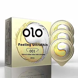 Презервативи ультратонкі гладкі Olo 0,01 мм латексні M 52 мм прозорі 3 шт