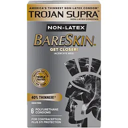 Упаковка поліуретанових презервативів Trojan Supra Bareskin 6 шт.