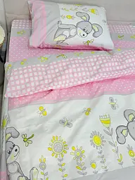 Дитячий комплект постільної білизни Ecotton 110х140 см Рожевий Зайчик (24900)