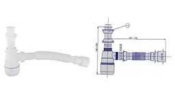 Напівсифон для умивальника Bakimay PL1011 1 1/4" з гофротрубою 32x40/50 без випуску 30412 - мініатюра 4