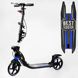 Самокат Best Scooter складаний 64х16х93-103 см Чорно-блакитний 000231311 - мініатюра 2