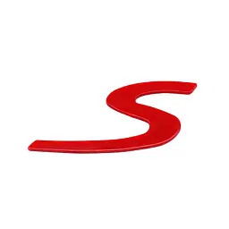Емблема напис S для Porsche червона 90х39 мм пластик (на скотчі)