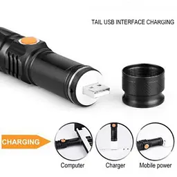 Ліхтар ручний X-Balog COP BL-616 T6 300 Lumen дальність 200 м 3 режими акумуляторний USB алюмінієвий корпус - мініатюра 2