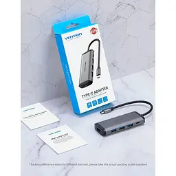 USB-Хаб Vention Type-C to HDMI/USB3.0*3/PD Converter 0.15M Gray Metal Type (CNBHB) - мініатюра 5