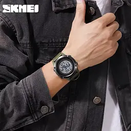 Чоловічий спортивний годинник Skmei 1508 (Зелений з білим) - мініатюра 4