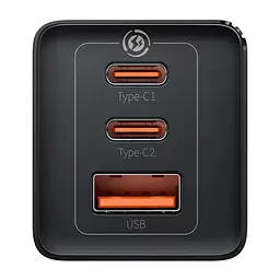 МЗП Baseus GaN5 Pro 65W 2Type-C+USB 100W EU (CCGP12020) Black - мініатюра 3