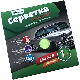 Серветка з мікрофібри для скла EcoKraft 30 см х 30 см