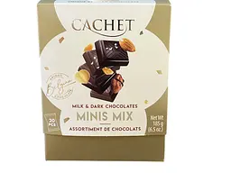 Шоколадні цукерки Cachet Minis MIX з молочного та чорного шоколаду 185 г (5412956121312)