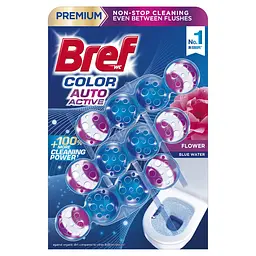 Туалетний блок для унітазу Bref Color Auto Active Квіткова свіжість Тріопак 150 г (3 шт. х 50 г) (763114)