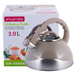 Чайник зі свистком Kamille KM-0686A 3 л бежевий - мініатюра 2