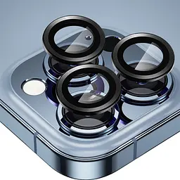 Захисне скло Metal Classic на камеру (у упак.) для Apple iPhone 15 Pro (6.1) / 15 Pro Max (6.7) Чорний / Midnight - мініатюра 3
