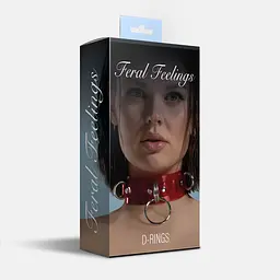 Нашийник для фіксації Feral Feelings - D-Rings Red Trasparent - мініатюра 2