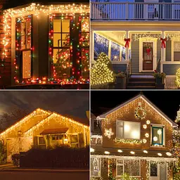 Гірлянда SALCAR 5m 200 LED Icicle Lights, живлення від мереж різдвяні казкові вогні з 24 краплями, 8 миготливих режимів - мініатюра 3