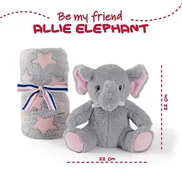 Плед Perletti Toys Allie Elephant з м'якою іграшкою 120x80 см сірий/рожевий (P13068) - мініатюра 4