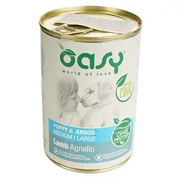Вологий корм для цуценят Oasy OAP Monoprotein Puppy & Junior Medium/Large ягня 400 г - мініатюра 2