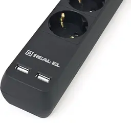 Фільтр мережевий RS-6 Protect USB 6 розеток 5 м Black до 3.68 кВт REAL-EL teh0024048 - мініатюра 2