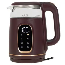Електричний скляний чайник Adler AD 1305, 1.7 л, регулювання температури, бордовий
