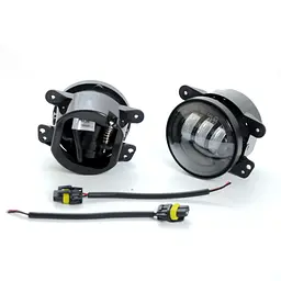 Протитуманні LED Фари круглі D89 мм / Лінза без ДХО / 12V / євро роз'єм / регулювання / жовті / 2 шт. - мініатюра 2