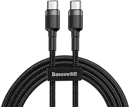 Кабель Baseus Cafule Cable Type-C For Type-C PD2.0 60W flash charging data line (20V 3A) 2m Сірий+Чорний