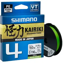 Шнур Shimano Kairiki 4 PE 150m (Mantis Green) 0.23mm 18.6kg