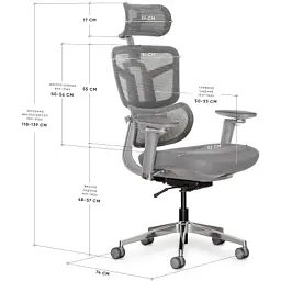 Офісне крісло Mealux S4 Air Fabric Grey (HF-S4 F/G) - миниатюра 10