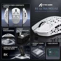 Миша Attack Shark R5 Ultra White (AS-6972792470924-W) [166783] - мініатюра 4