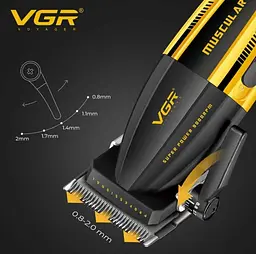 Професійна машинка для стрижки VGR V-285 акумуляторна з насадками Жовто-чорний (2104618579) - мініатюра 4
