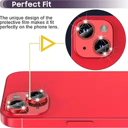 Захисне скло Metal Sparkles на камеру (у упак.) для Apple iPhone 15 (6.1) / 15 Plus (6.7) Червоний / Red - мініатюра 6