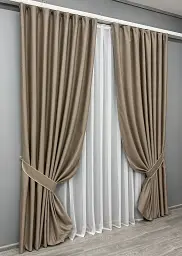 Комплект штор VR-Textil шеніл 2 шт 150x270 см світло-коричневий (1906ш) - мініатюра 3