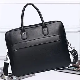 Шкіряна чоловіча сумка-портфель для ноутбука Tiding Bag M364A чорна - мініатюра 2
