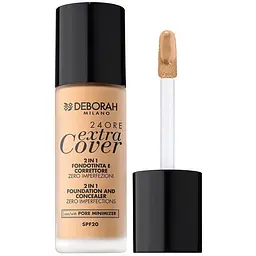 Тональная основа Deborah 24Ore Extra Cover Foundation SPF 20, тон 03, 30 мл