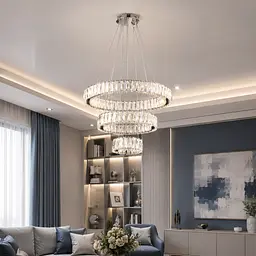 Світлодіодна люстра Splendid Ray L50804/600+400+200/3 LED (CH) з кришталем, хром, 100 Вт, з пультом і димером