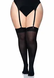 Панчохи Leg Avenue Nylon Thigh Highs + Black Plus size - мініатюра 4