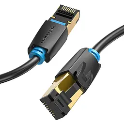 Патч-корд Ethernet 8-ї категорії SFTP Vention 1 м LAN-кабель 2 штекери RJ45 8P8C Швидкість передавання 40 Гбіт/с і смуга пропускання 2000 МГц Сумісний із мережевими пристроями Cat 7/6a/6/5/5e за наявності відповідних портів Екранування алюмінієвою фольгою та металевою опліткою Чорний (IKABF)